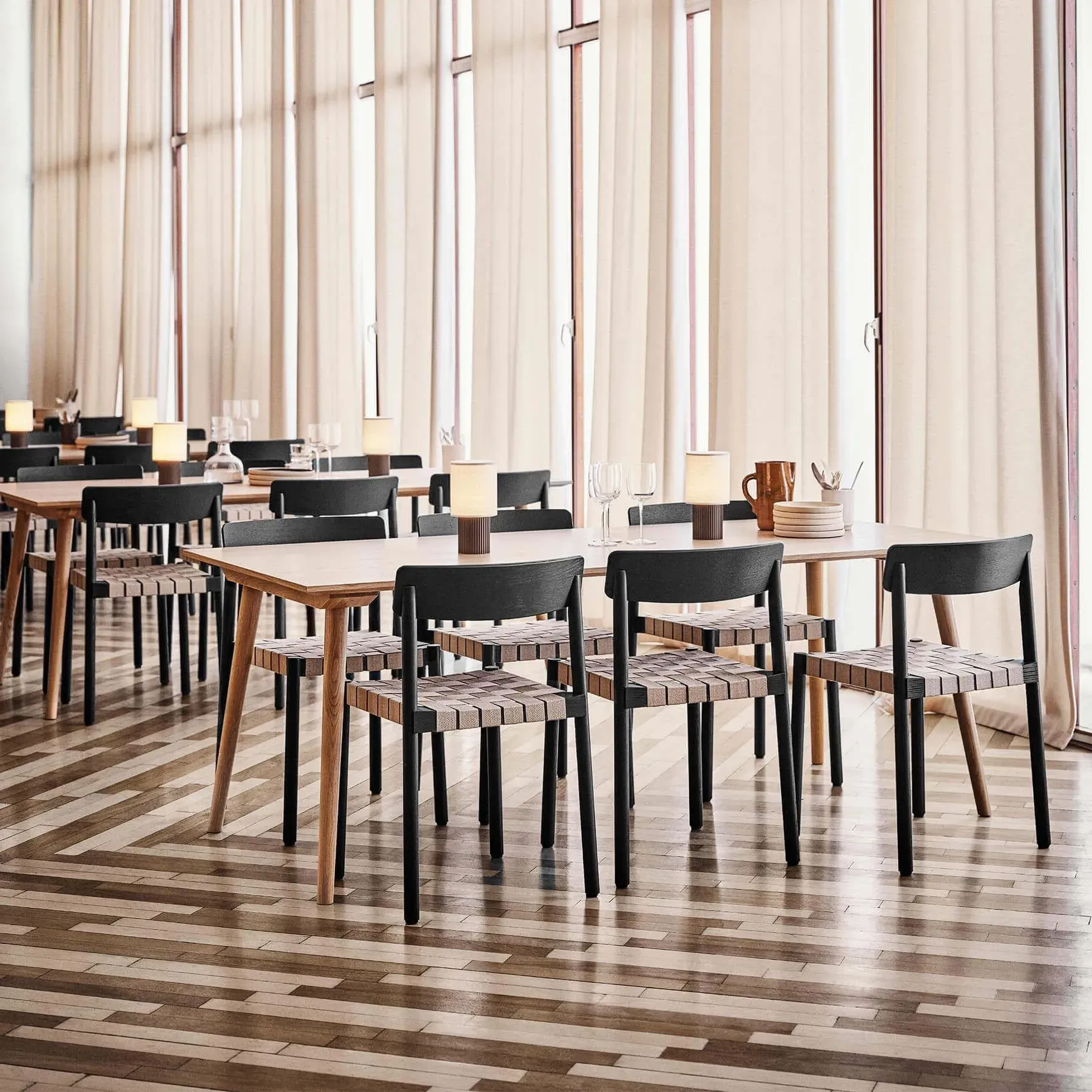 Stackable Dining Chair - Oak, Linen