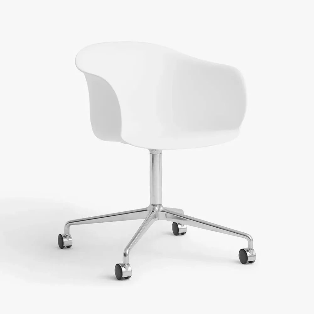 Swivel Office Chair with Castors - White