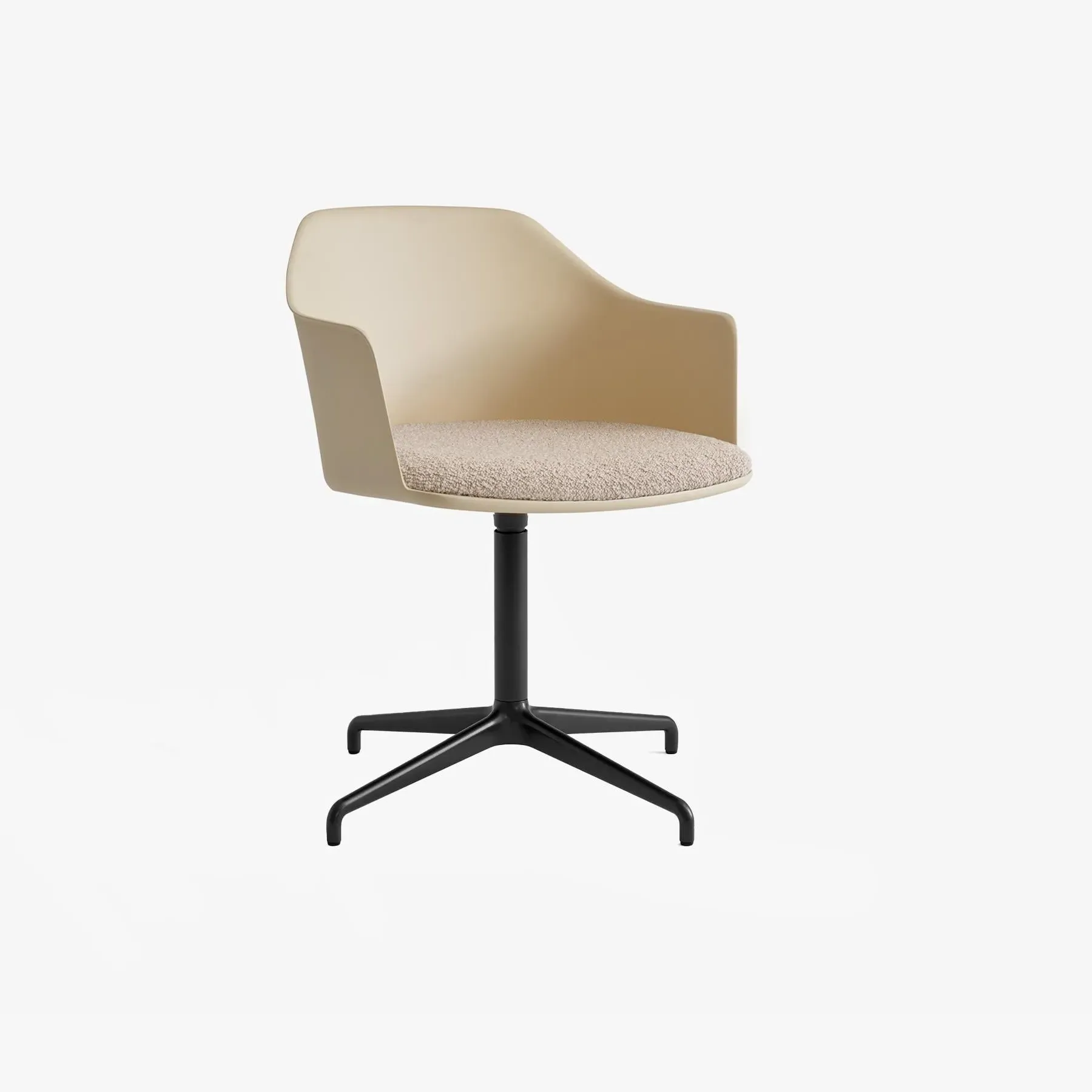 Swivel Office Chair with Cushion - Beige, Fabric