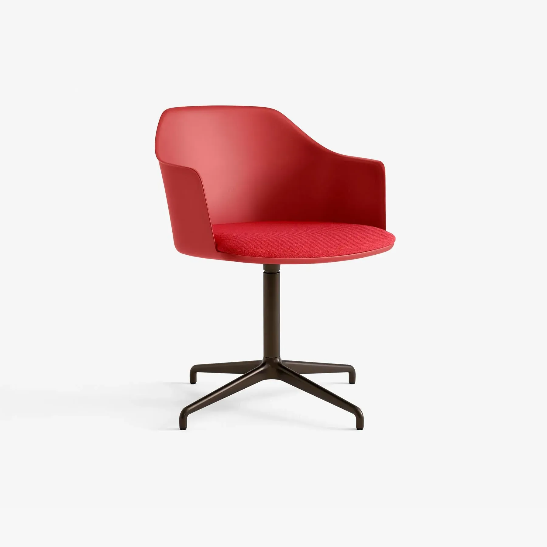 Swivel Office Chair with Cushion - Red, Fabric image