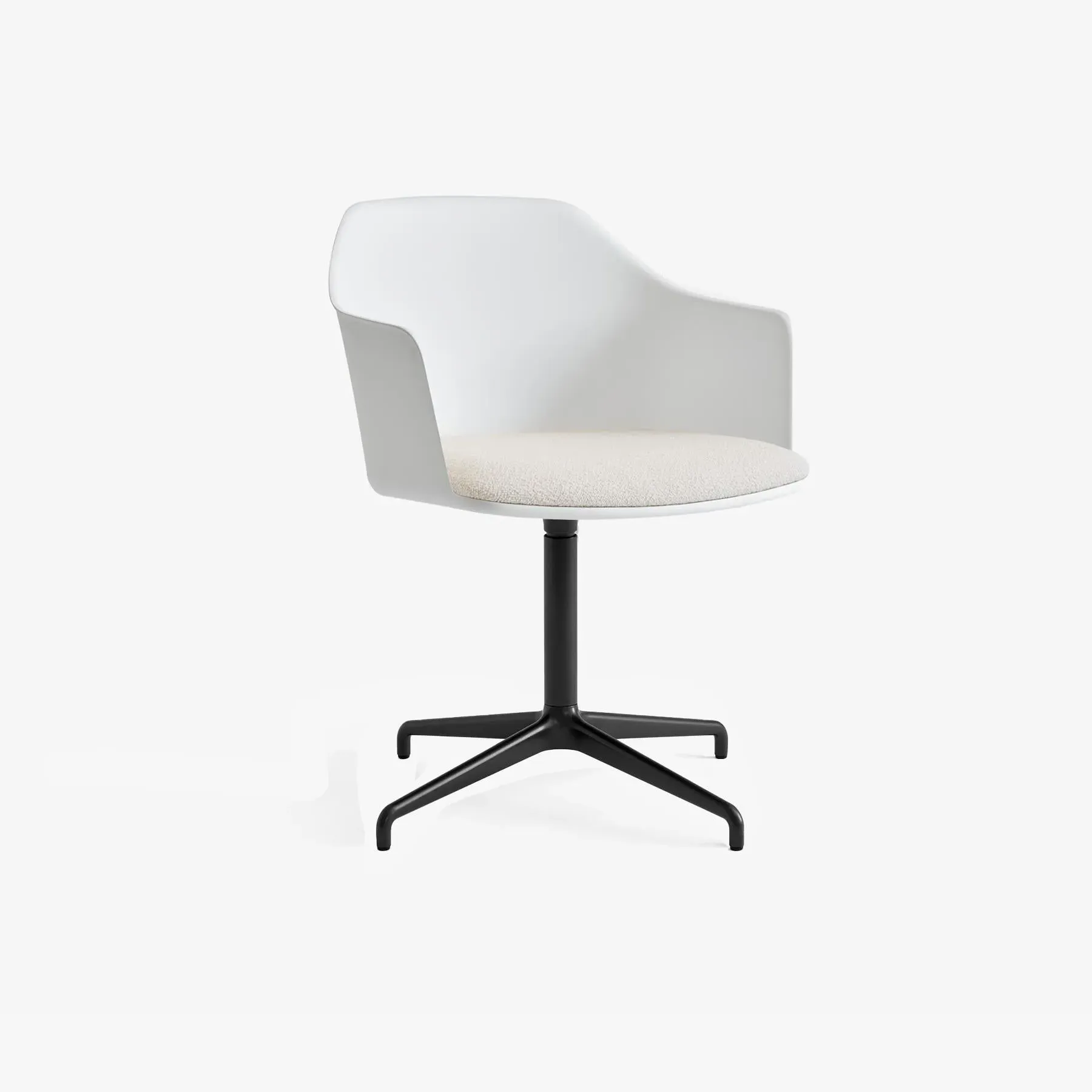 Swivel Office Chair with Cushion - White, Fabric