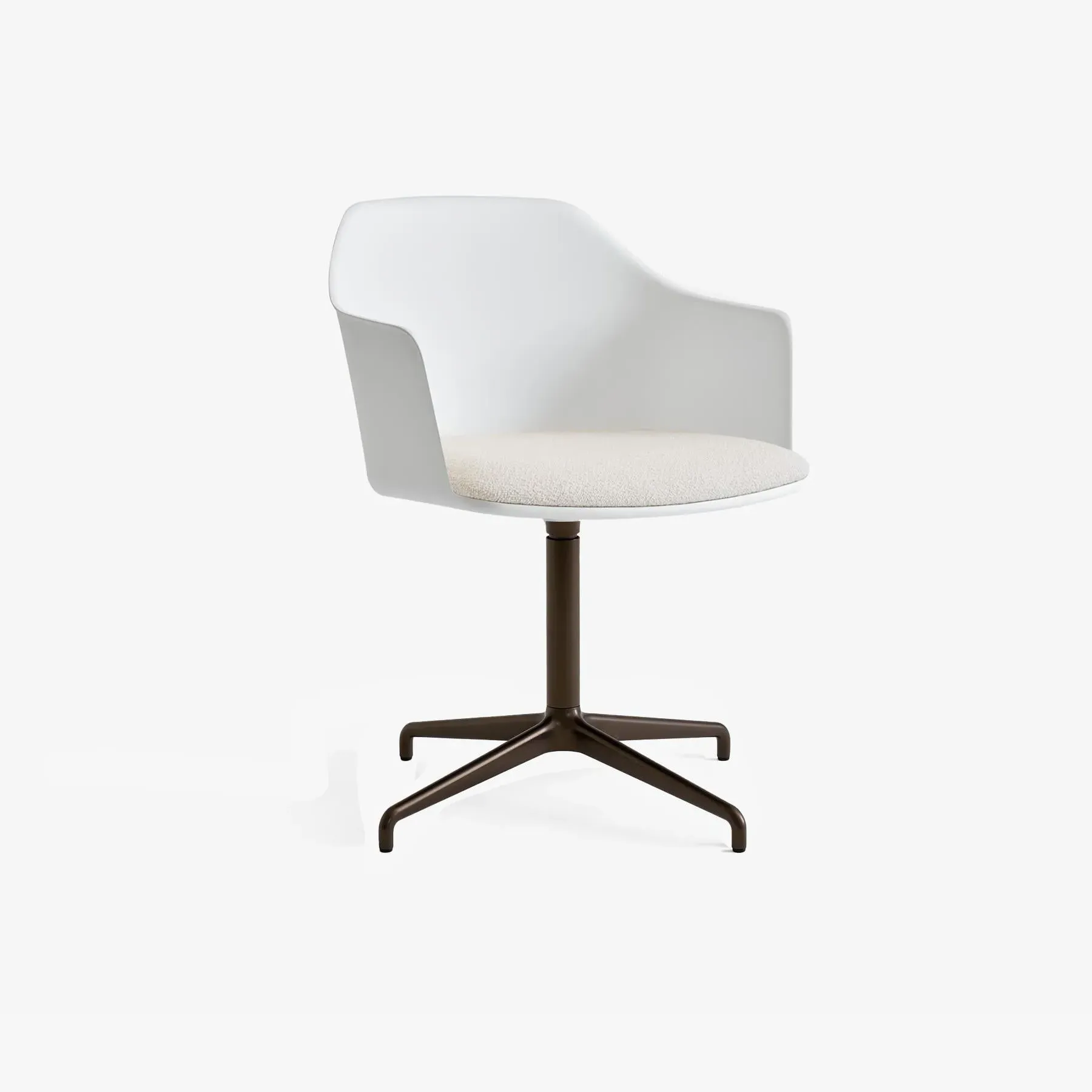 Swivel Office Chair with Cushion - White, Fabric