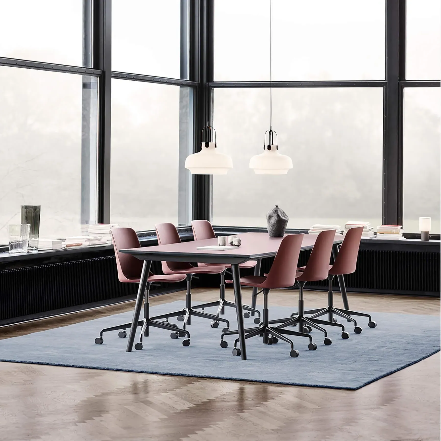 Swivel Office Chair with Gas Lift - Red, Plastic