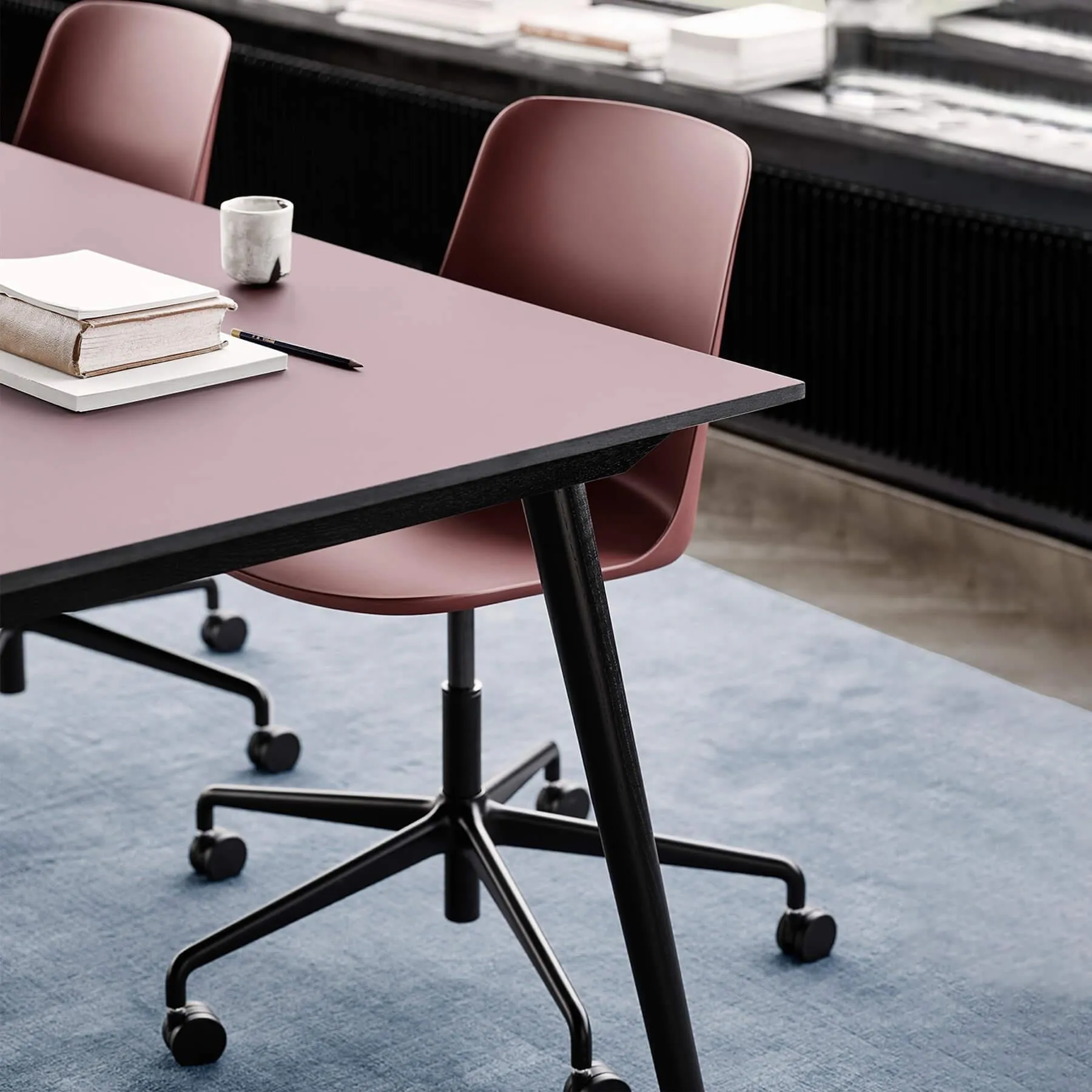 Swivel Office Chair with Gas Lift - Red, Plastic