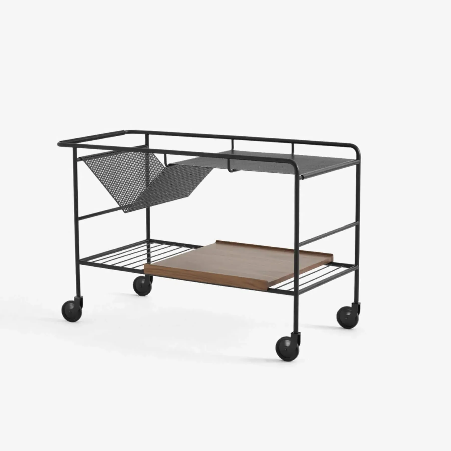 Table Trolley with Storage - Walnut, Lacquered Wood