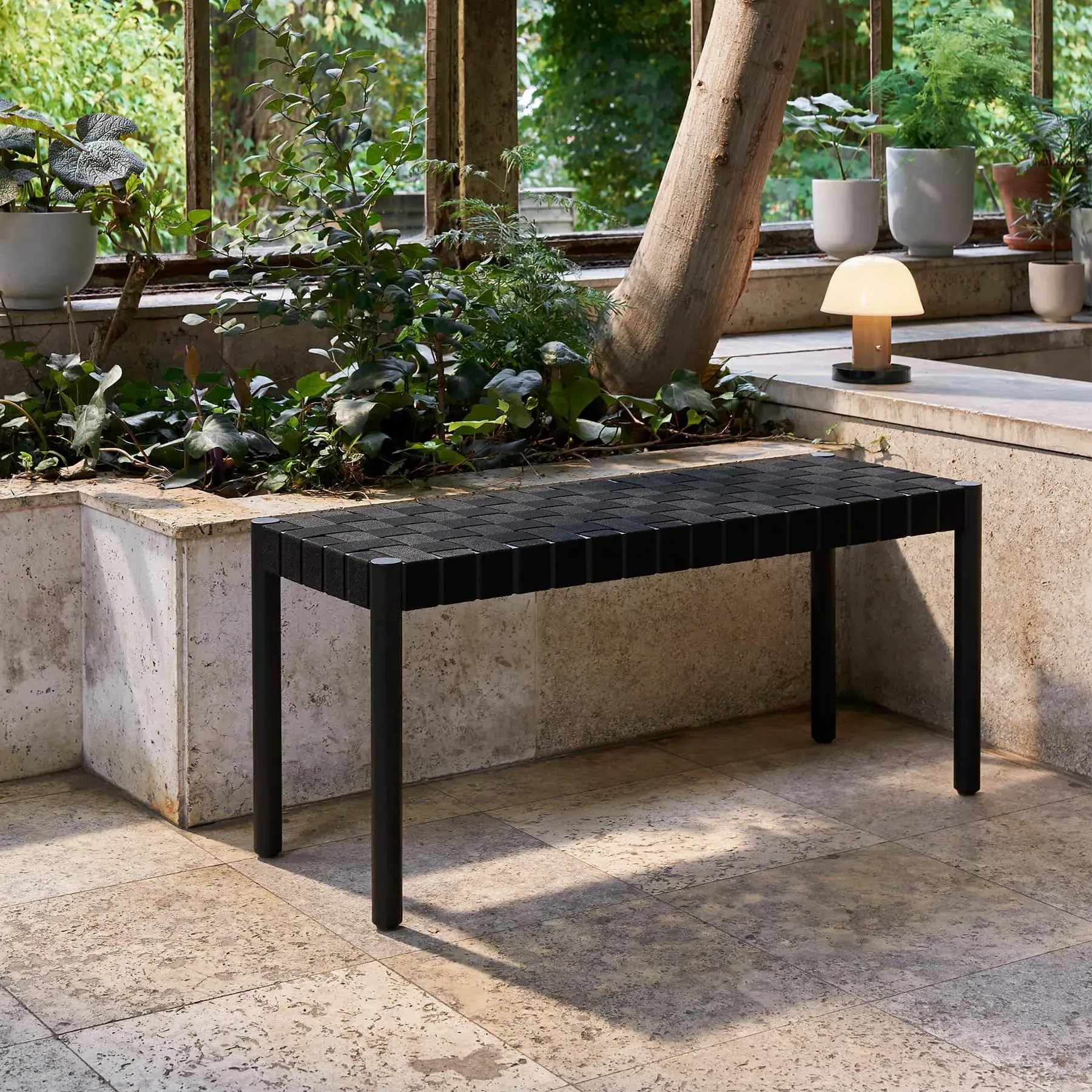 TK4 Bench with Webbing - Natural, Smoked Oak