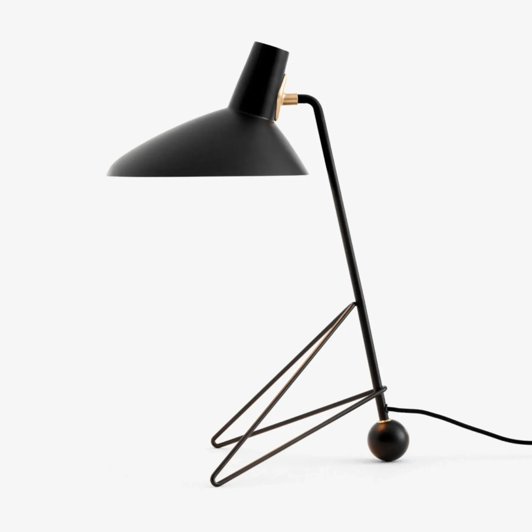 Tripod Table Lamp with Brass Accents - Black, Steel