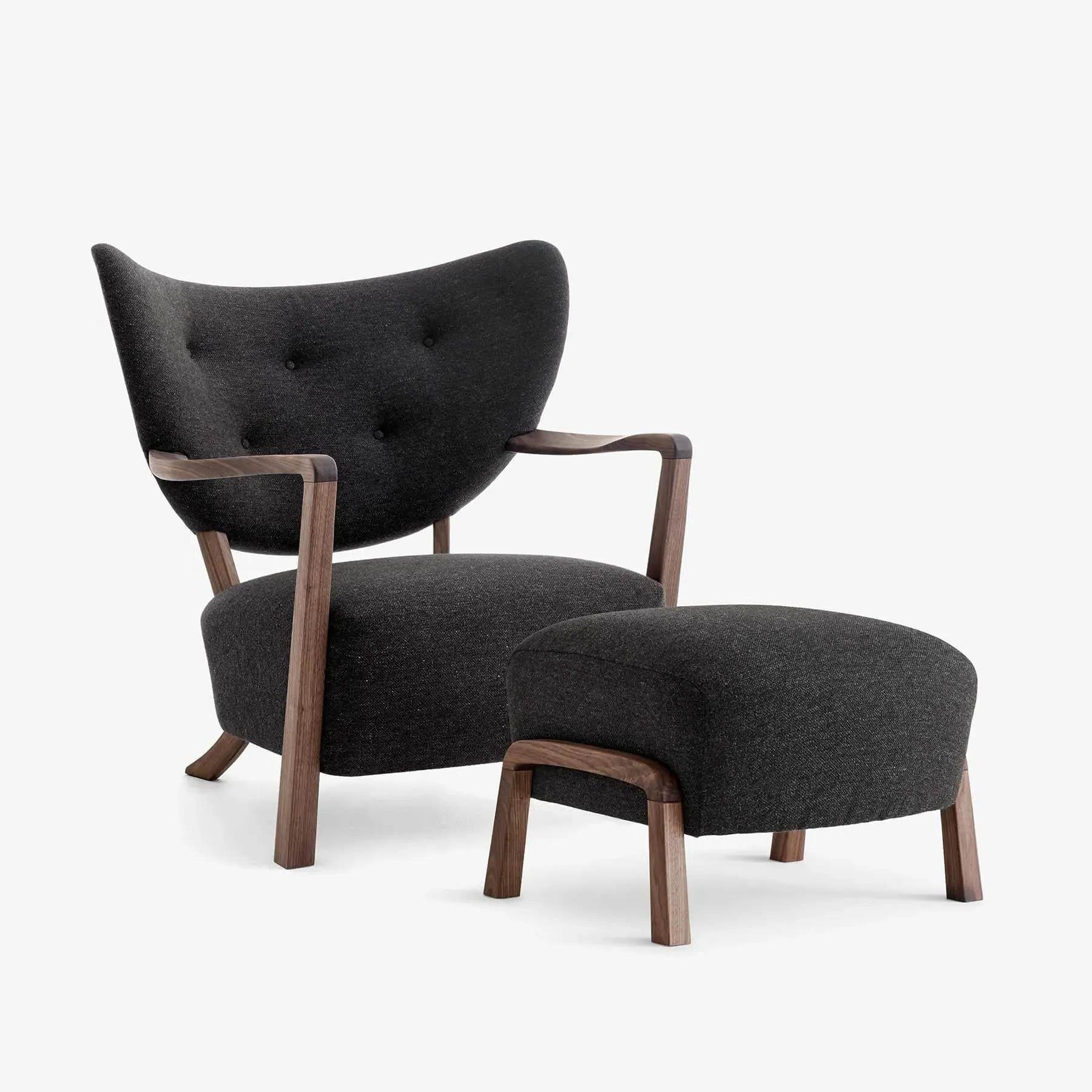 Wulff ADT2 Lounge Chair with Ottoman - Hallingdal 376, Oiled Walnut