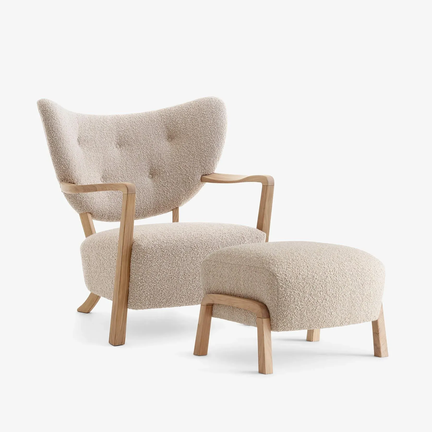 Wulff ADT2 Lounge Chair with Ottoman - Karakorum, Oiled Oak