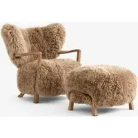 Wulff ADT2 Lounge Chair with Ottoman - Sheepskin Honey, Oak