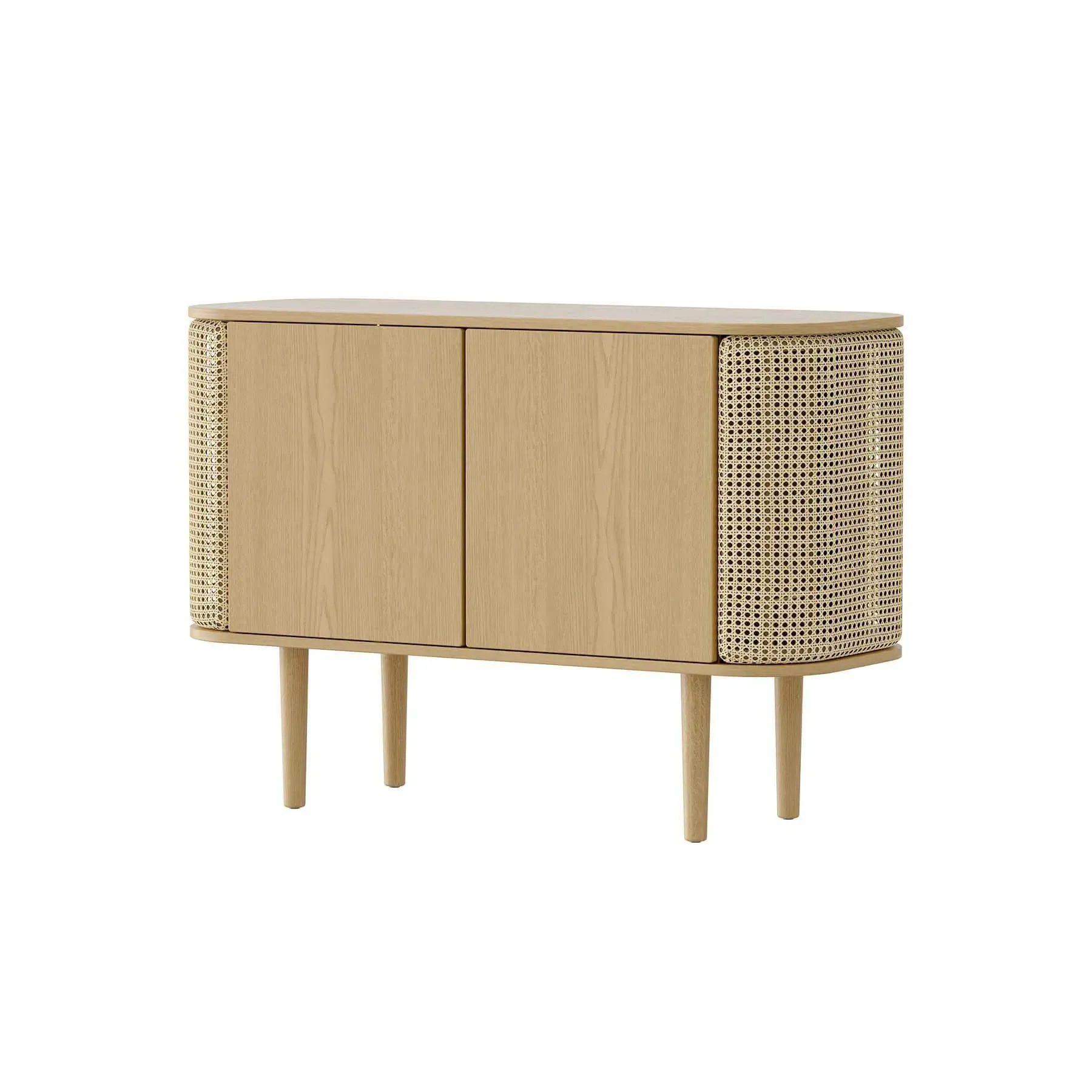 2-Door Cabinet with Cane Panels - Oak, Veneer