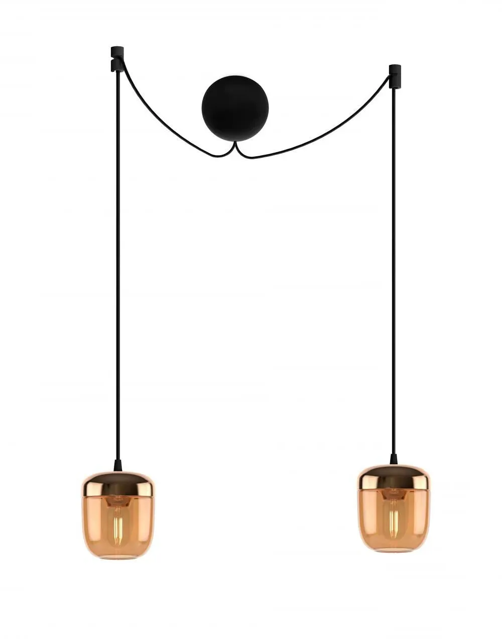 2-Light Cluster Pendant - Amber, Glass