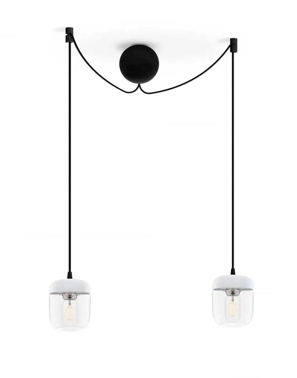 2-Light Cluster Pendant - Black, Glass
