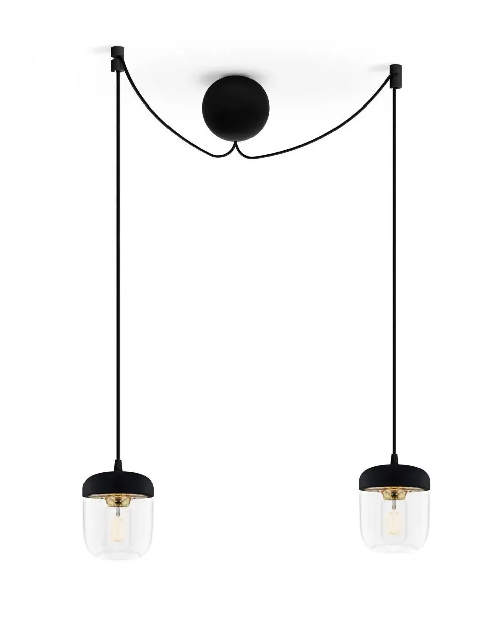 2-Light Cluster Pendant - Black, Glass