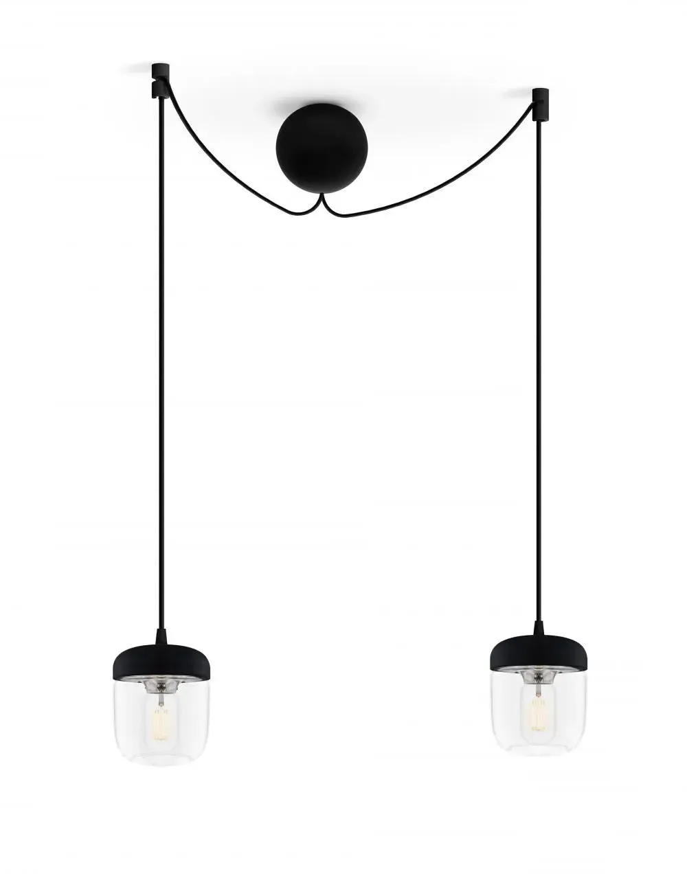2-Light Cluster Pendant - Black, Glass