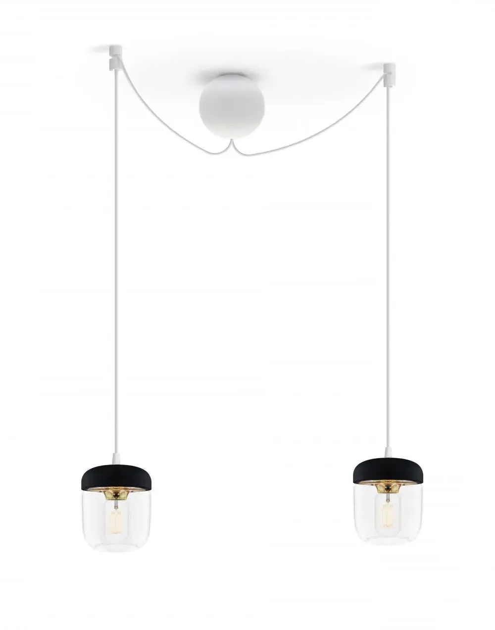 2-Light Cluster Pendant - Black, Glass