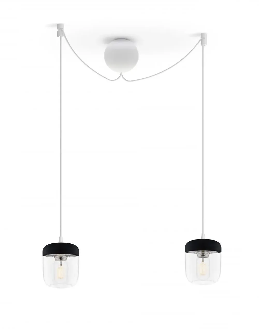 2-Light Cluster Pendant - Black, Glass image