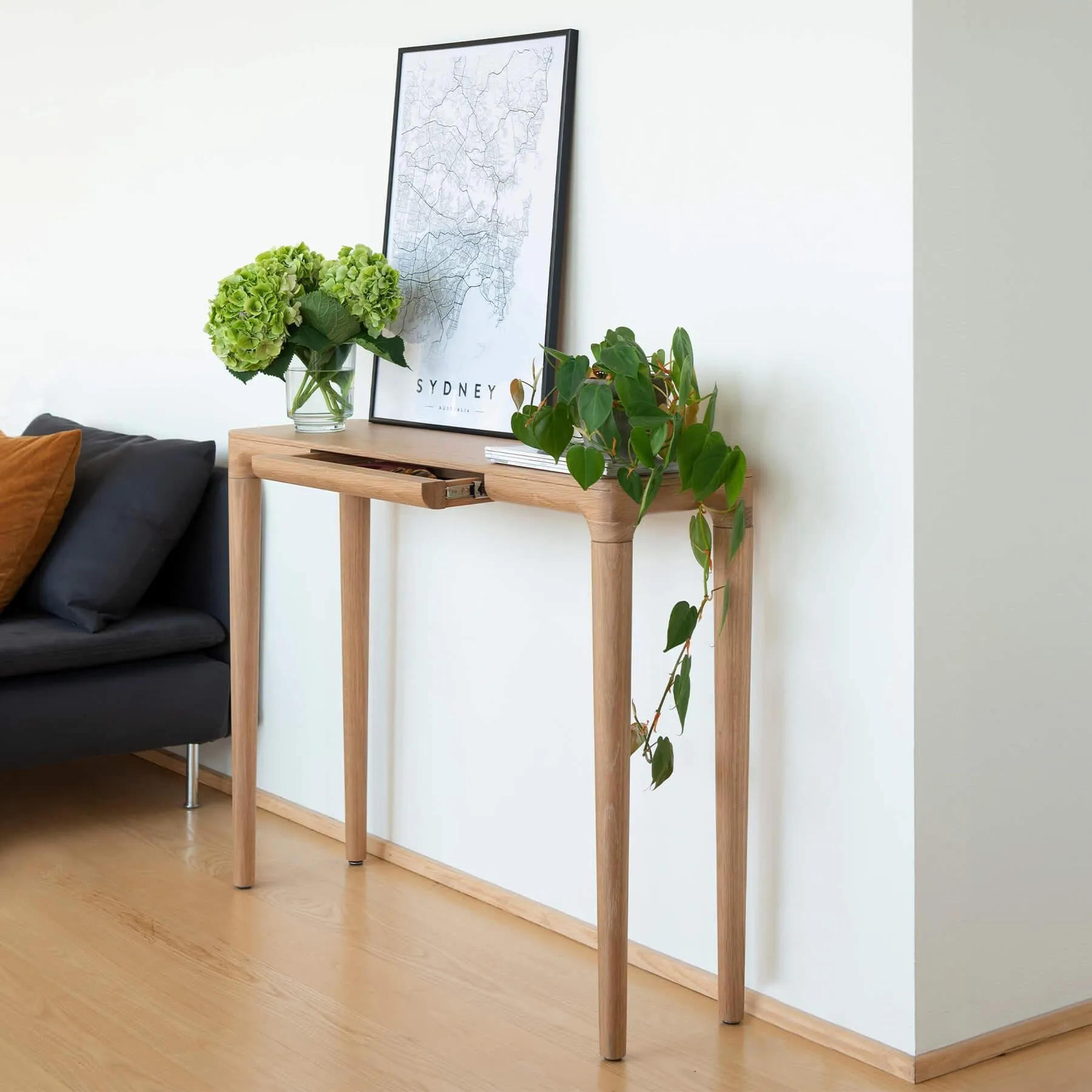Console Table with Drawer - Oak