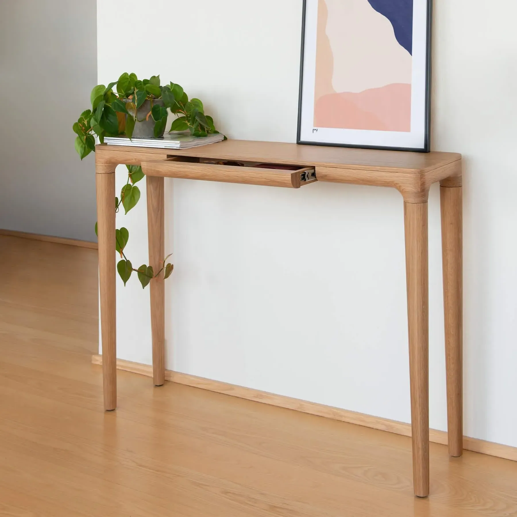 Console Table with Storage - Oak, Cloud Grey