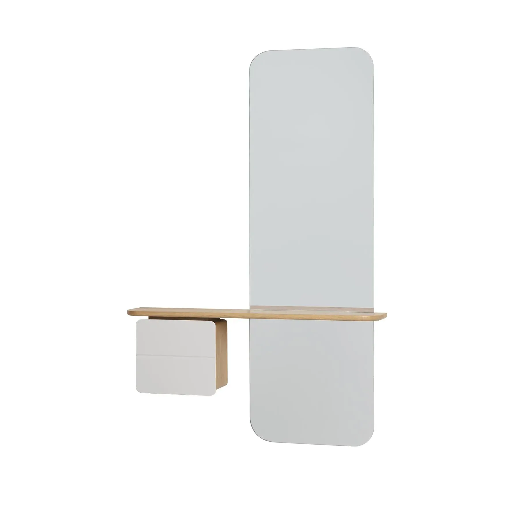 Full-Length Mirror with Storage - Mist, Oak image