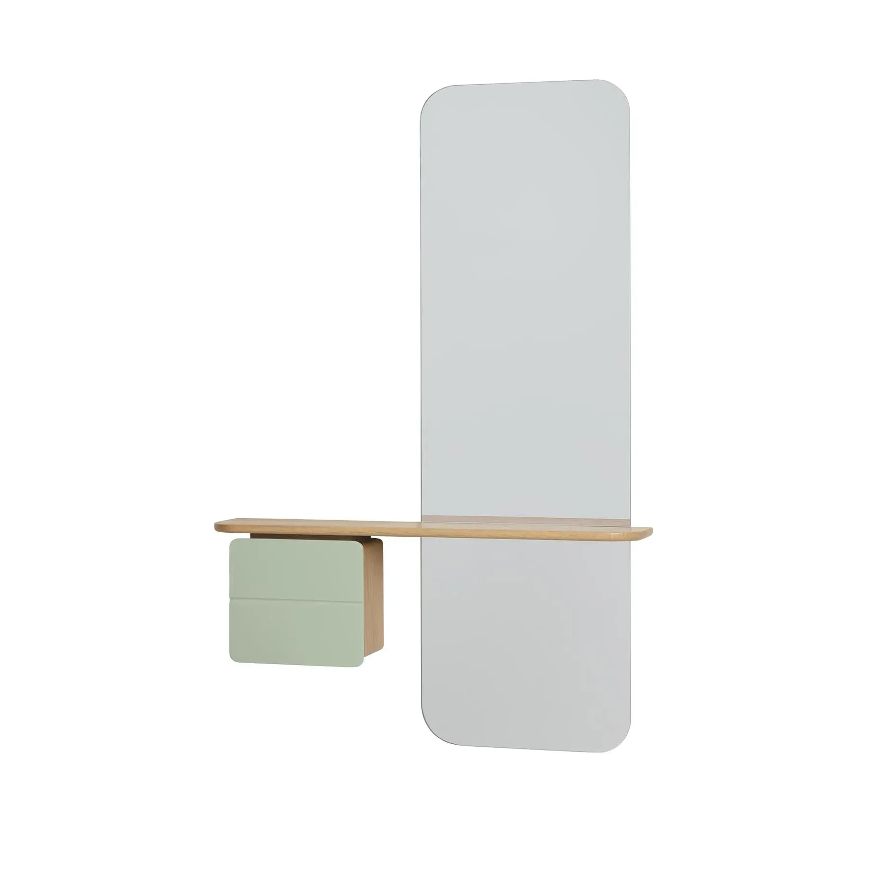 Full-Length Mirror with Storage - Olive, Oak