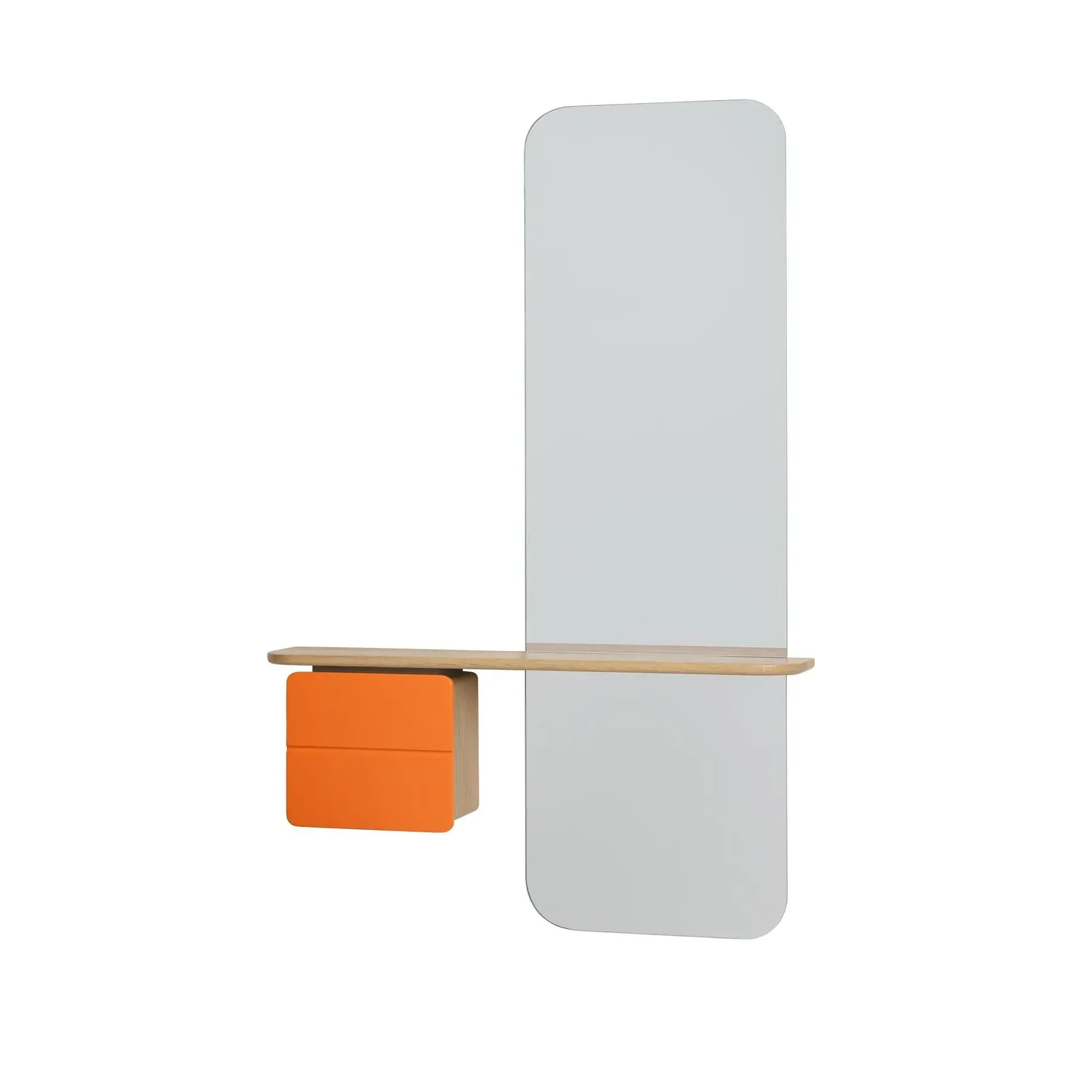 Full-Length Mirror with Storage - Orange, Oak
