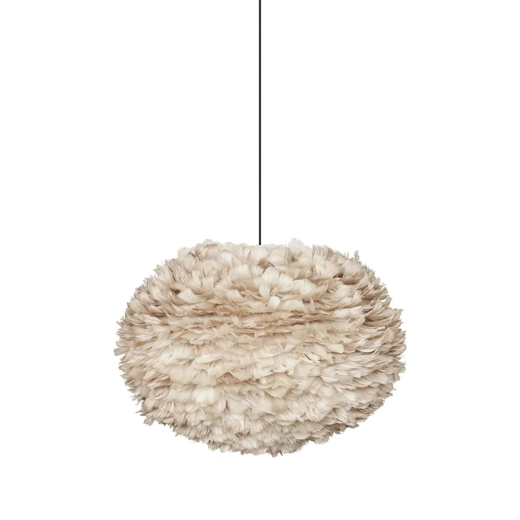 Large Pendant Light with Feathers - Brown