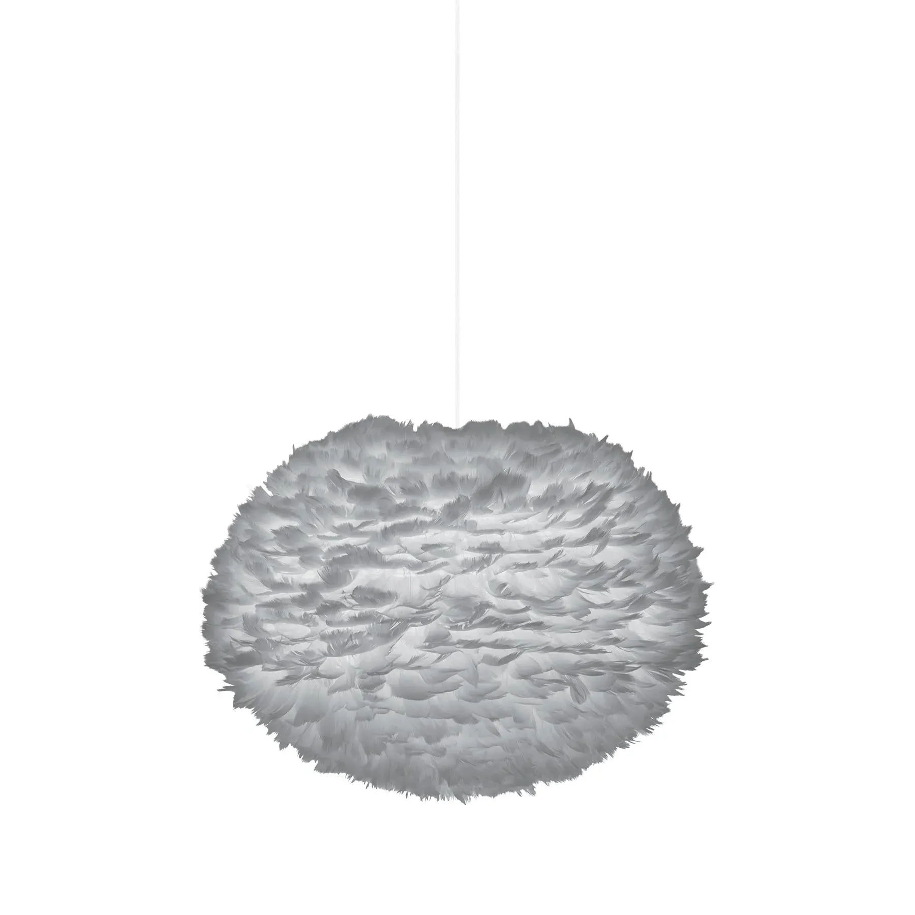 Large Pendant Light with Feathers - Grey, Paper