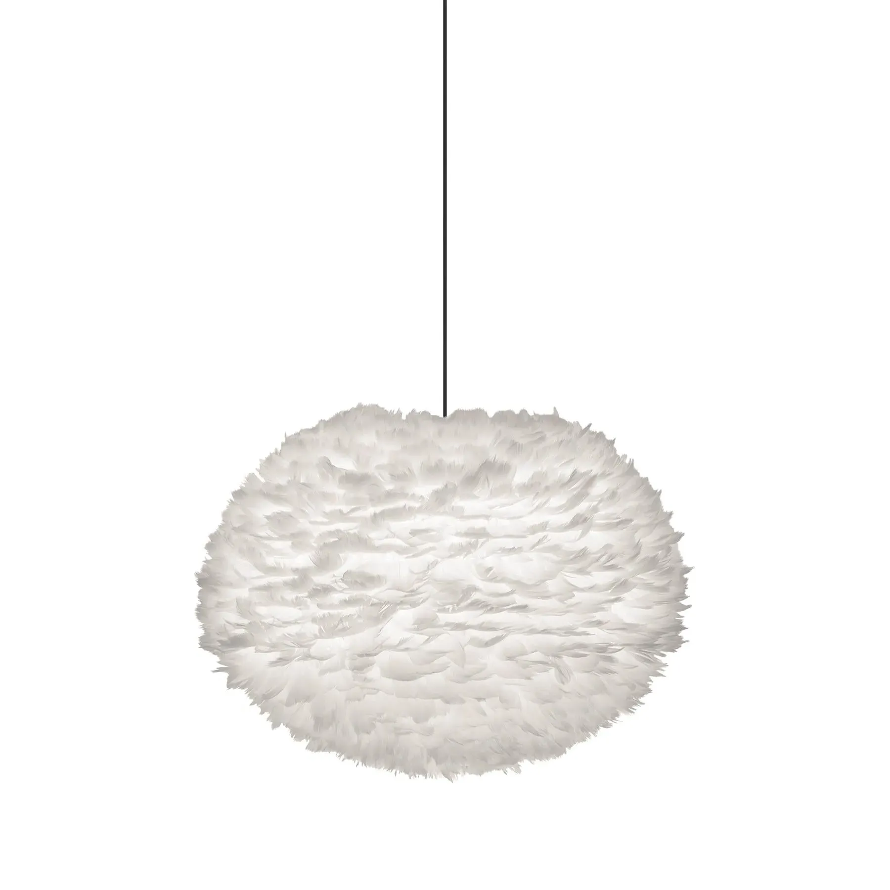 Large Pendant Light with Feathers - White