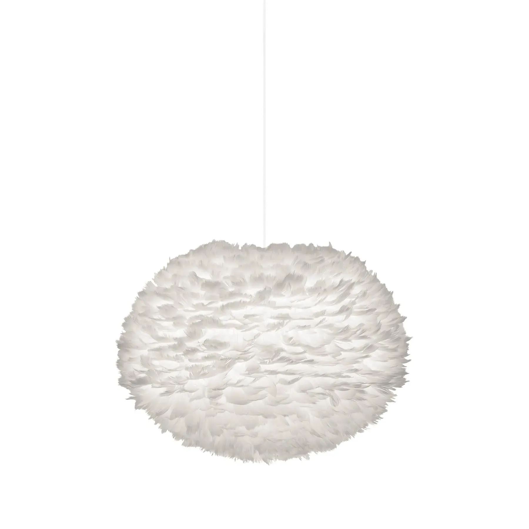 Large Pendant Light with Feathers - White