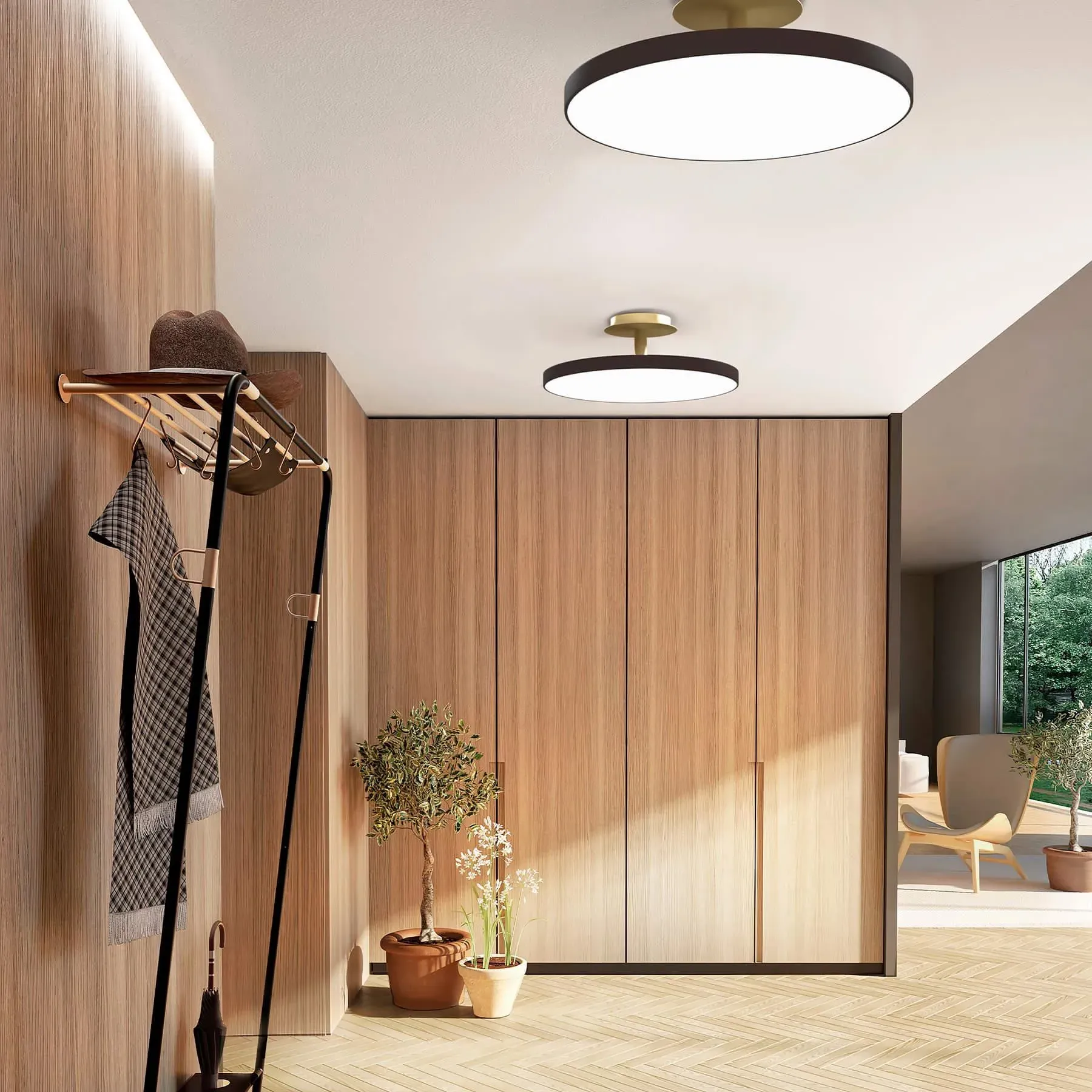 Medium Ceiling Light with Uplight - Anthracite, Brass