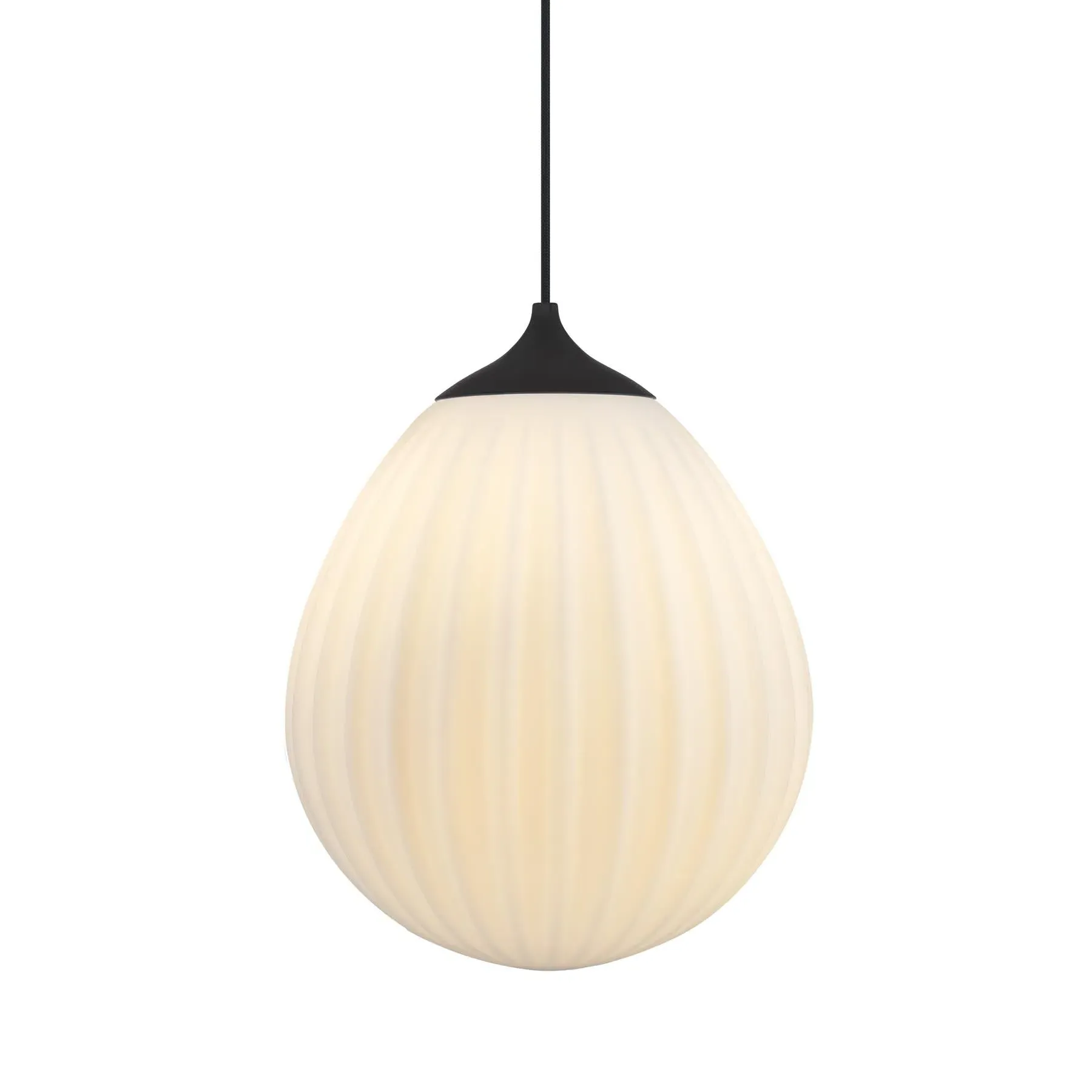 Medium Pendant Light - Black, Opal Glass