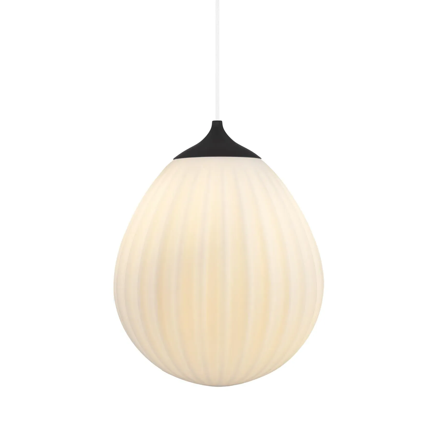 Medium Pendant Light - Black, Opal Glass