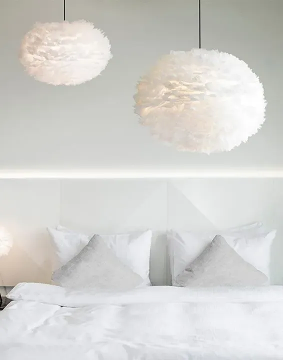 Medium Pendant Light Shade - White, Feather