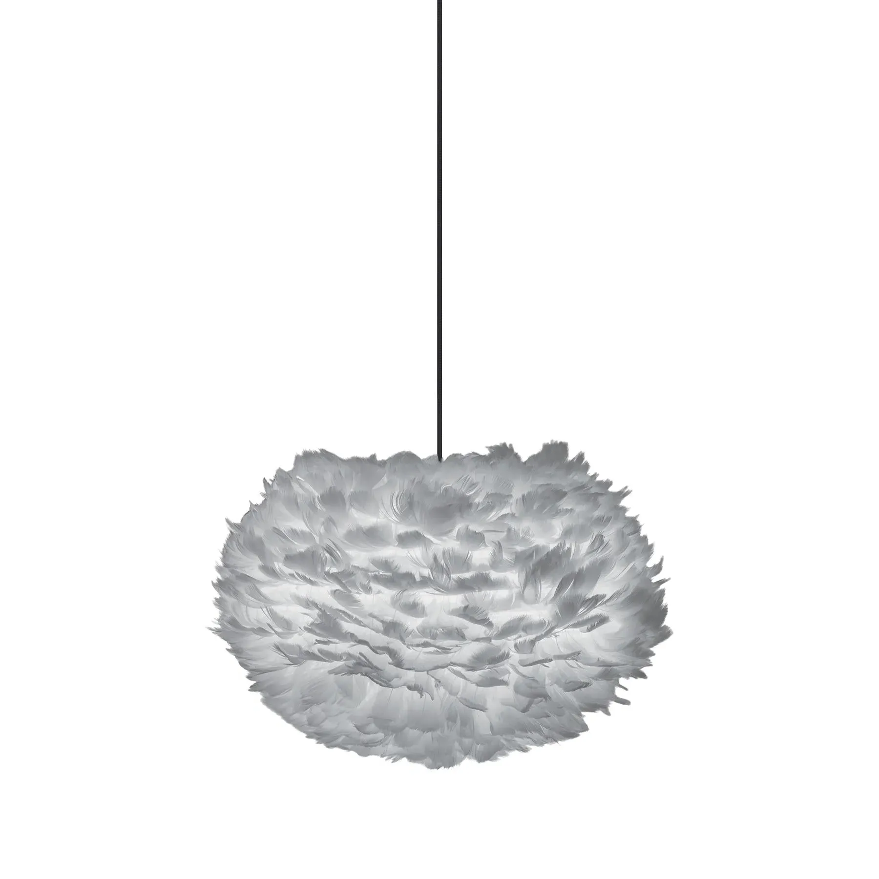 Medium Pendant Light with Feathers - Grey