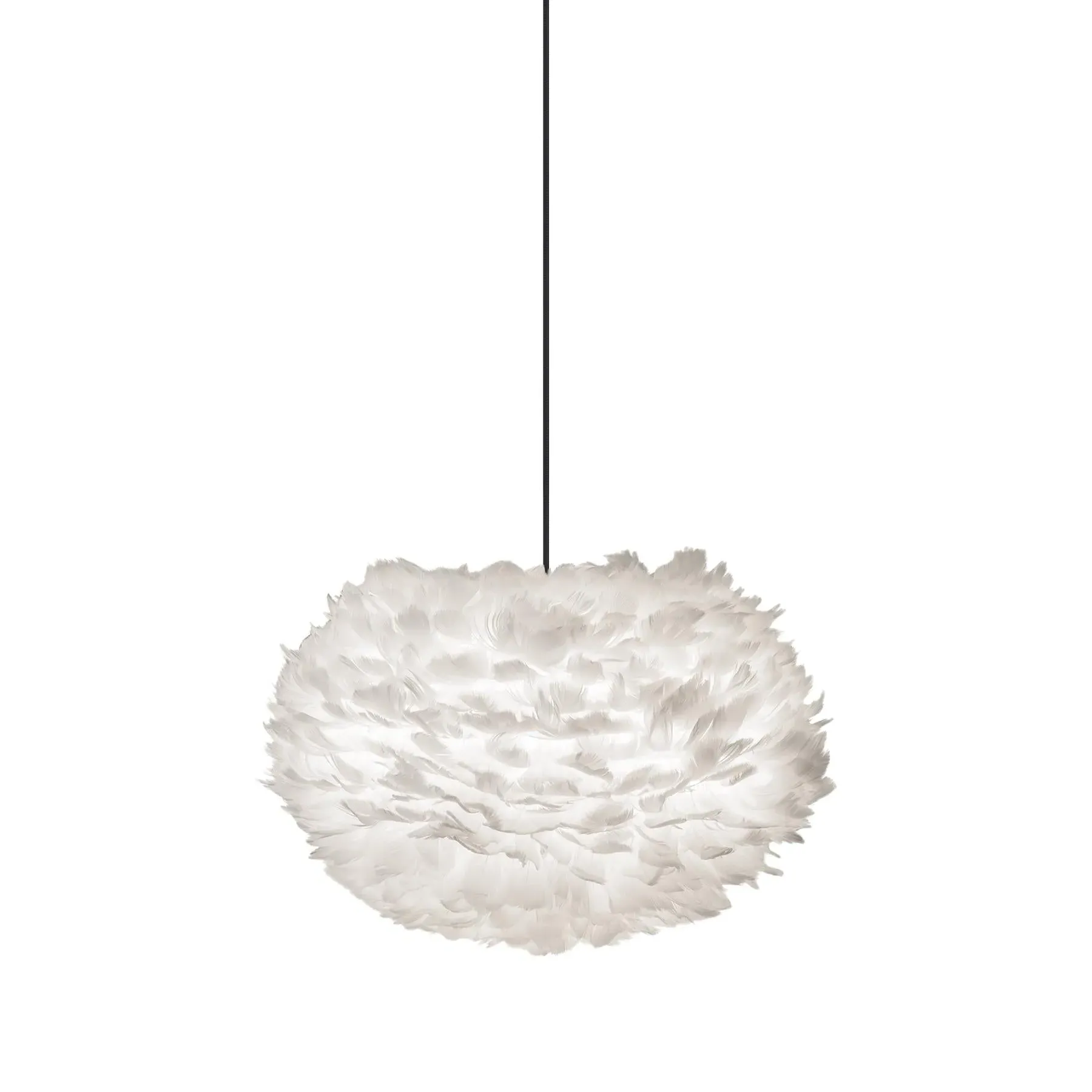 Medium Pendant Light with Feathers - White