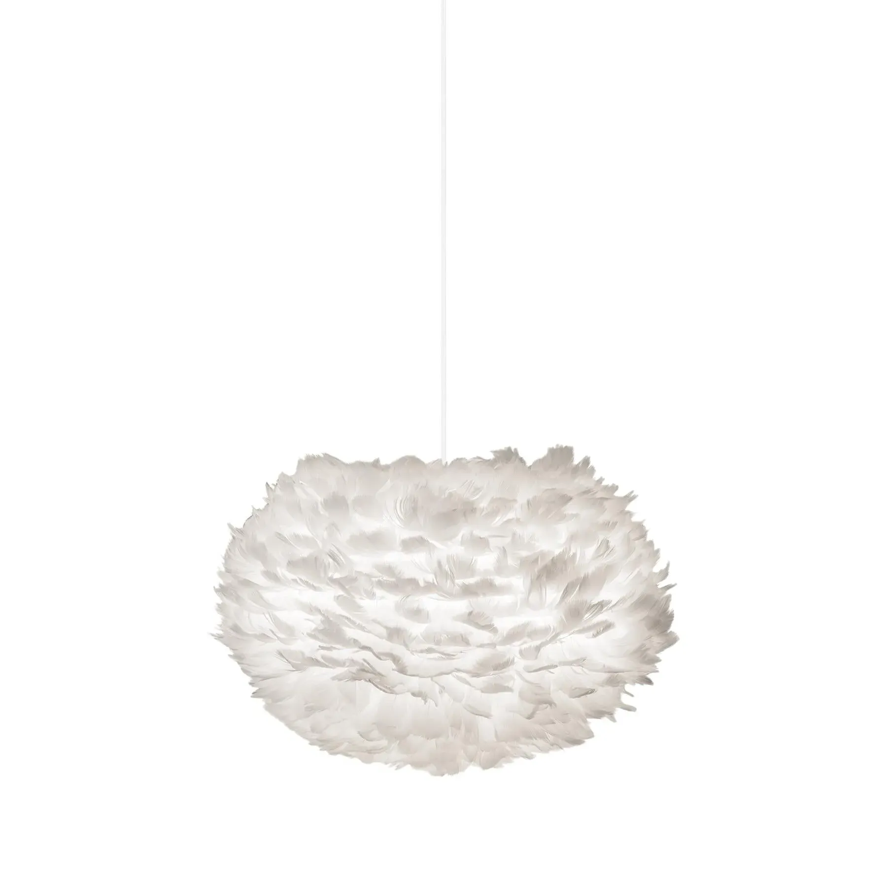 Medium Pendant Light with Feathers - White