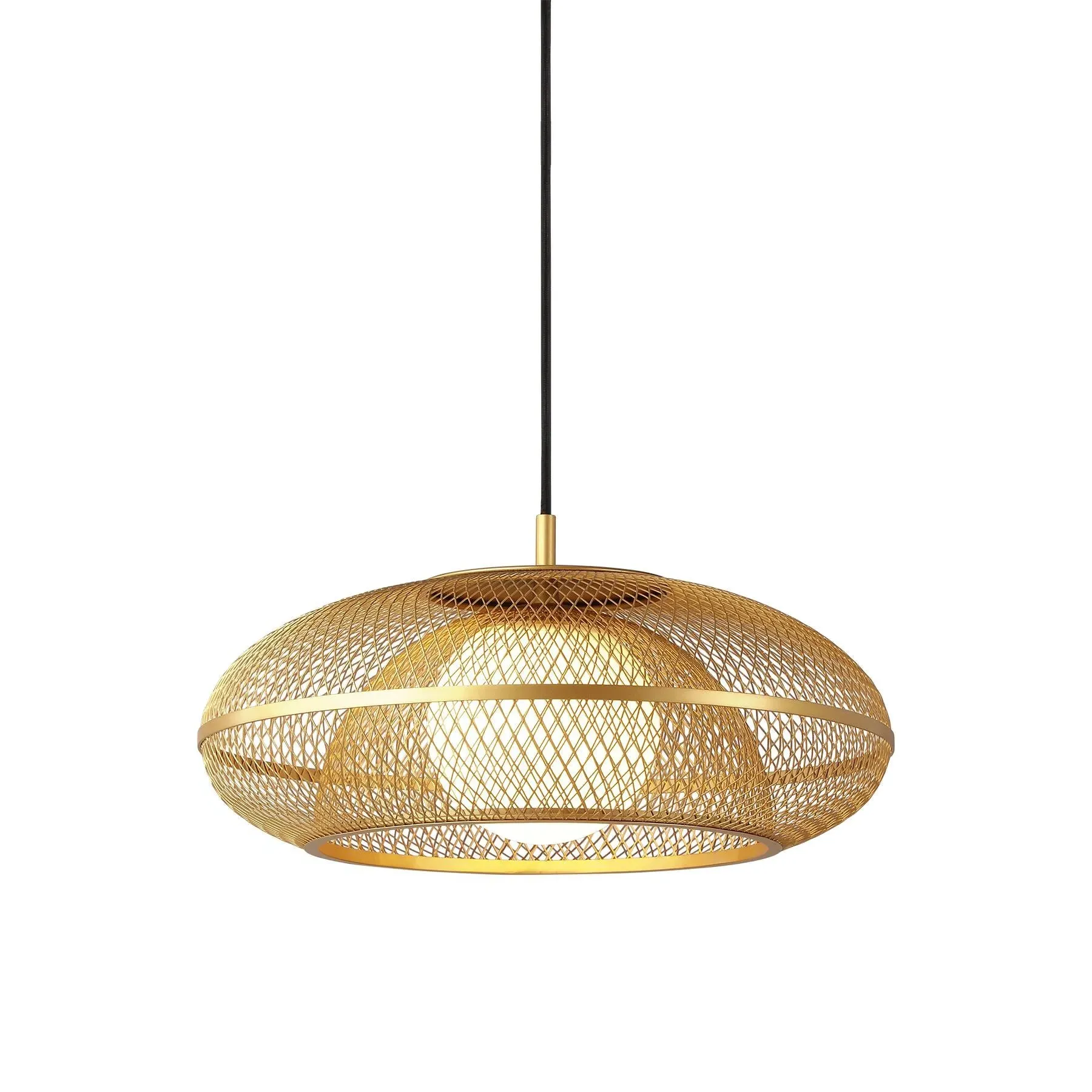 Medium Pendant Light with Mesh Cage - Brass image