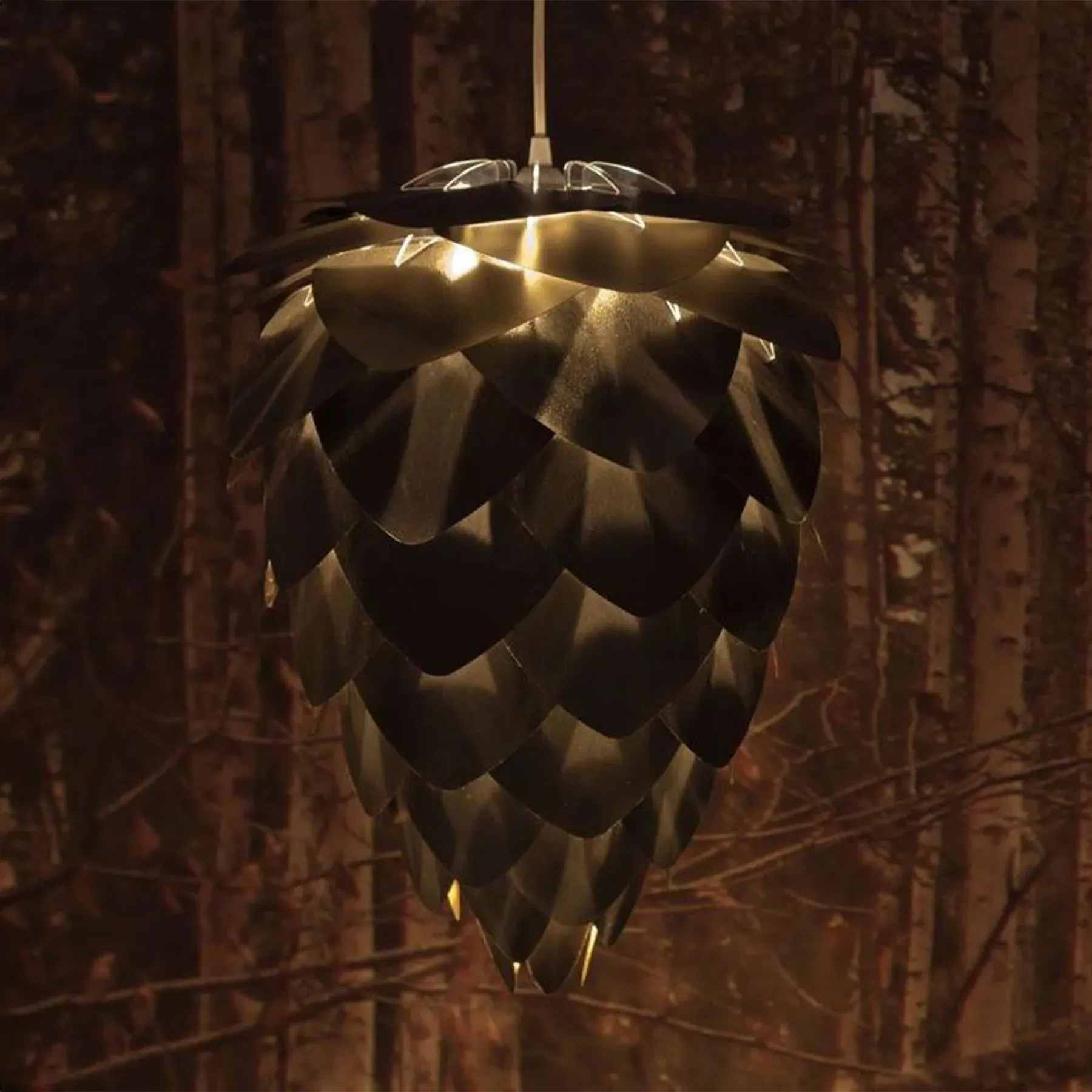 Mini Pendant Light Shade - Black, Gold Accent