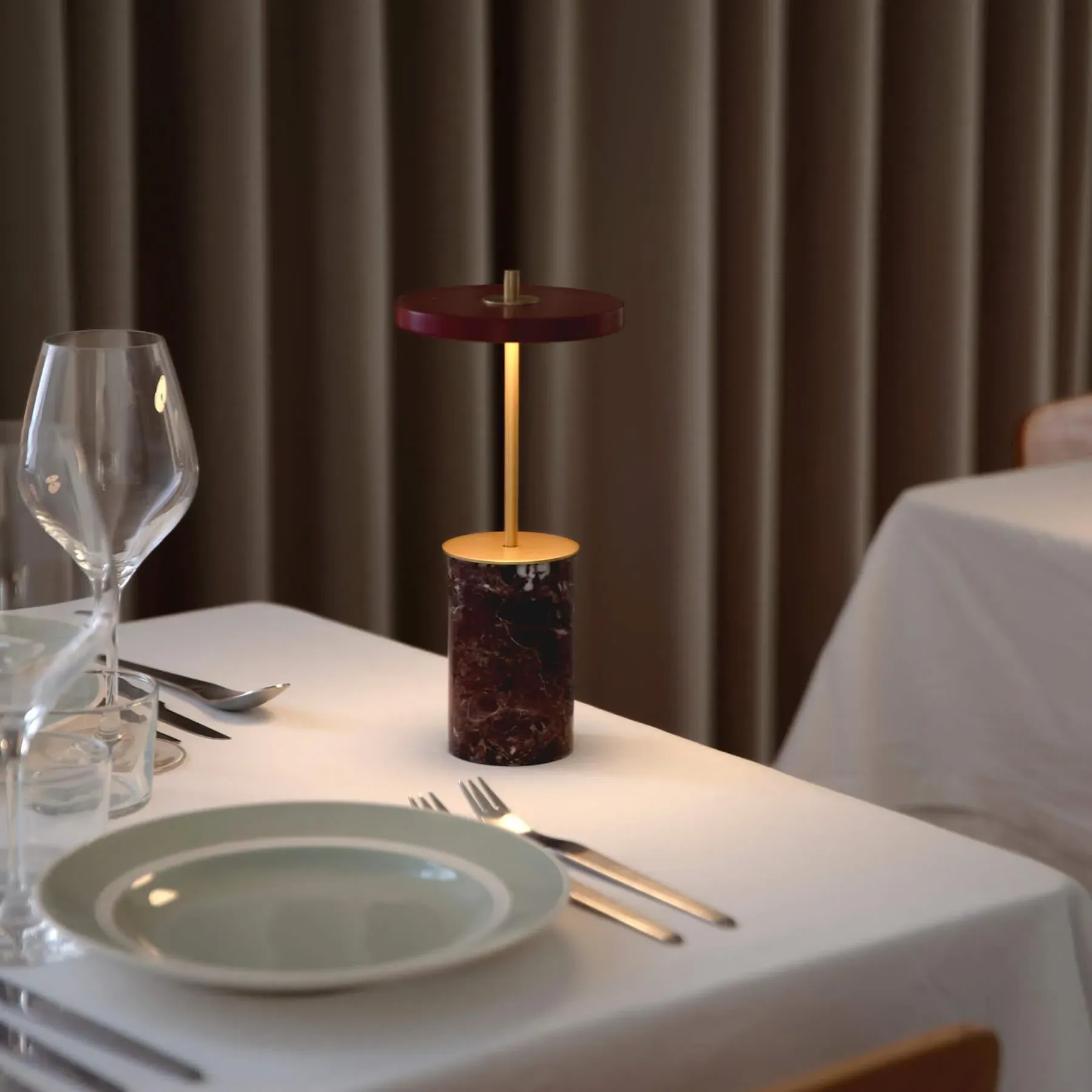 Mini Portable Table Lamp - Black, Marble