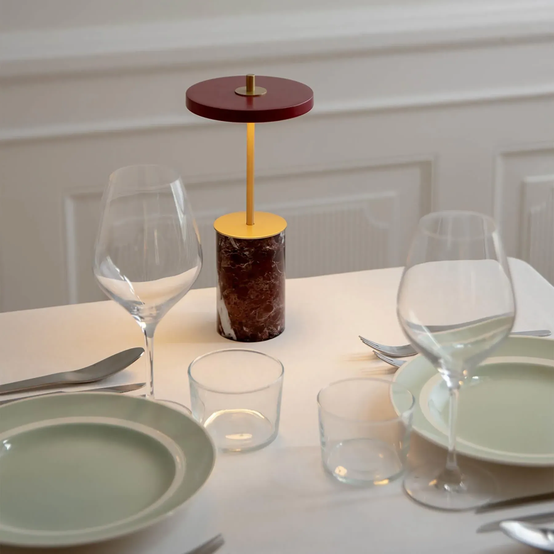 Mini Portable Table Lamp - White, Marble