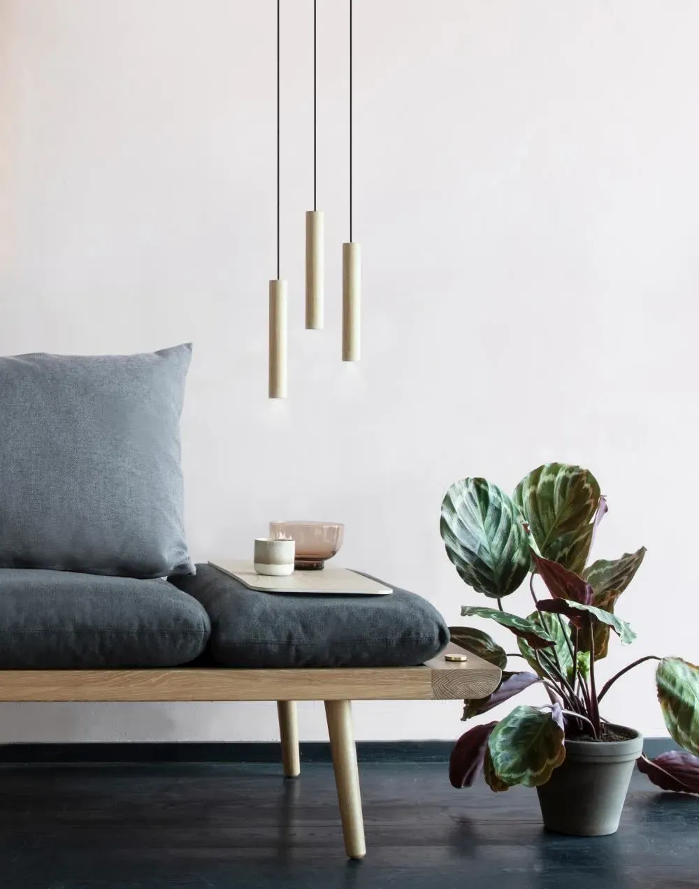 Pendant Light with LED - Oak, Solid Wood