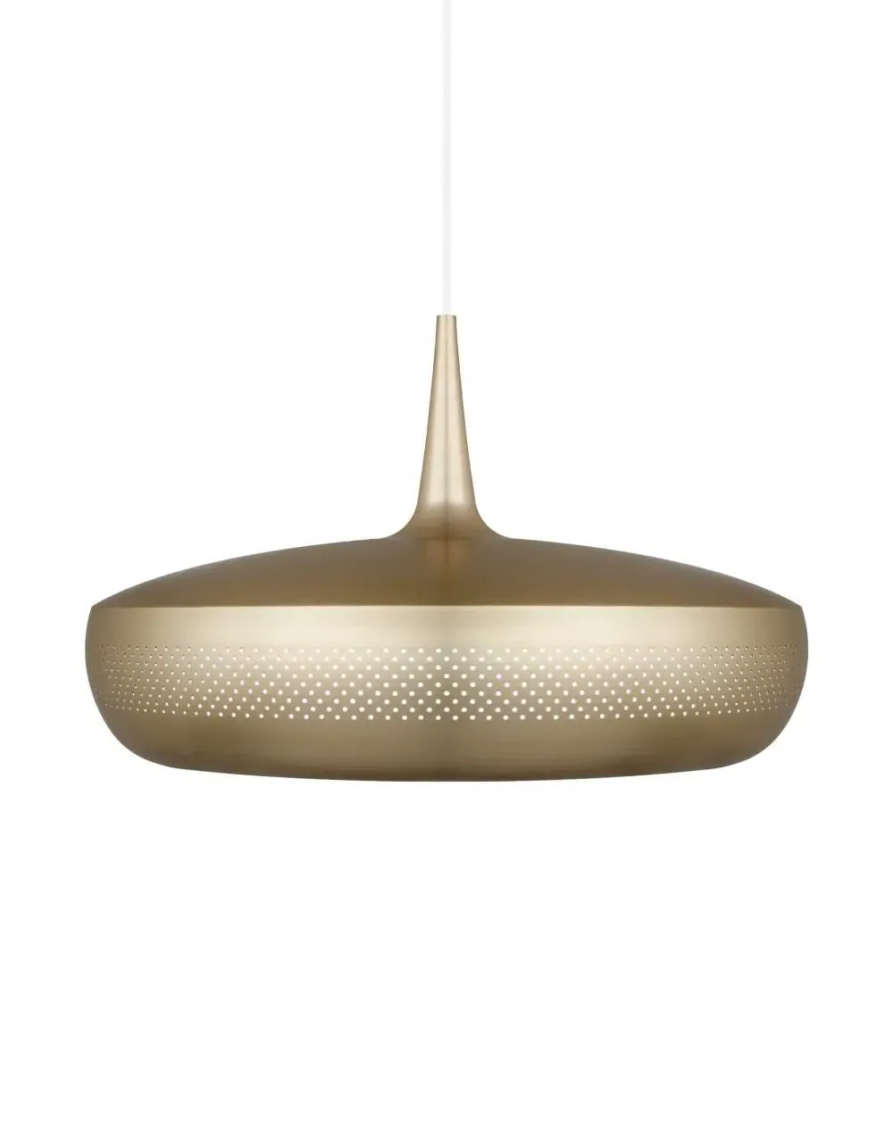 Pendant Light with Perforated Shade - Brass, Wood image