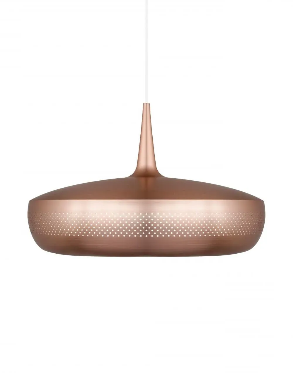 Pendant Light with Perforated Shade - Copper, Wood