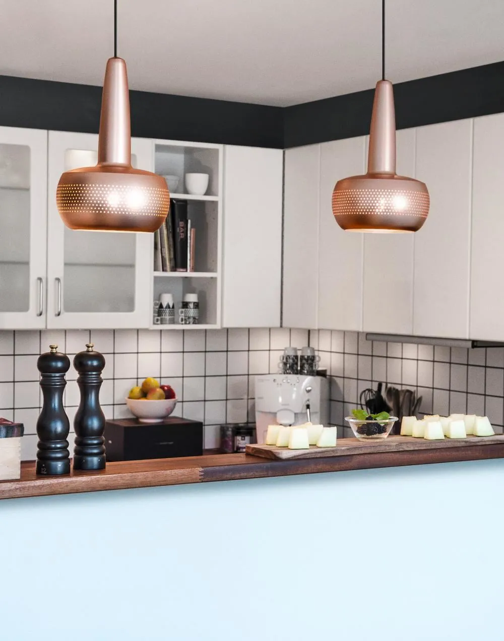 Pendant Light with Perforated Shade - Steel