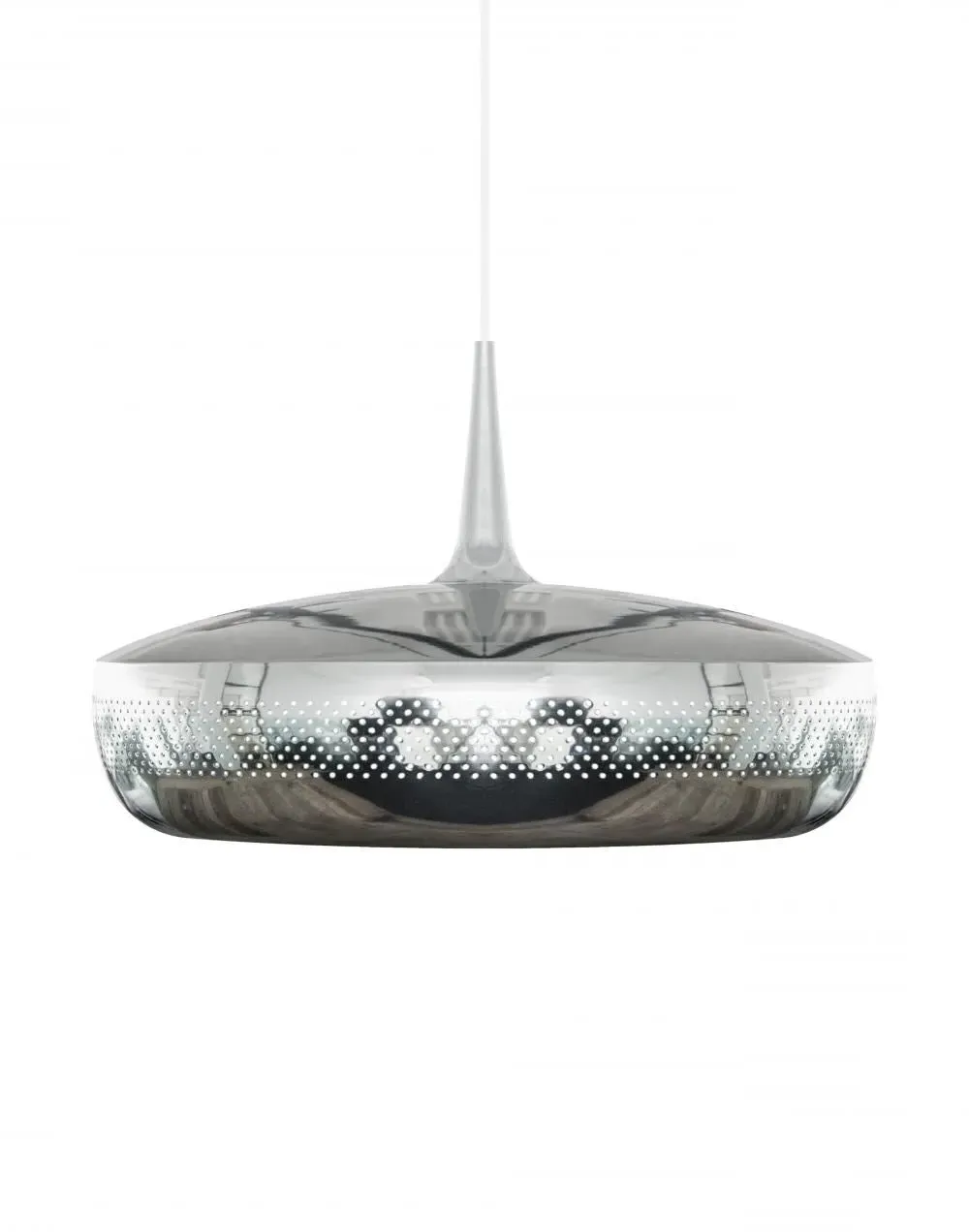 Pendant Light with Perforated Shade - Steel, Wood