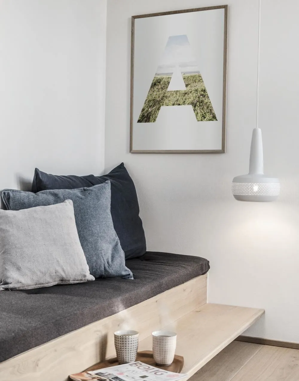 Pendant Light with Perforated Shade - White