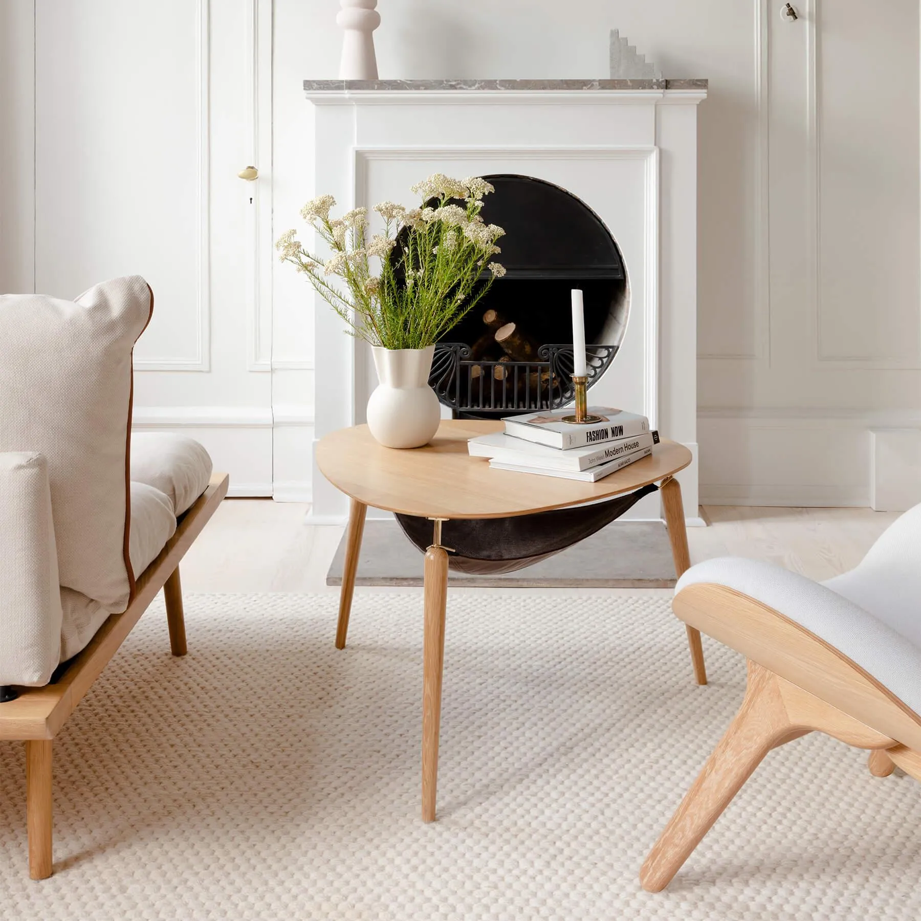 Round Coffee Table with Storage - Dark Oak, Wood