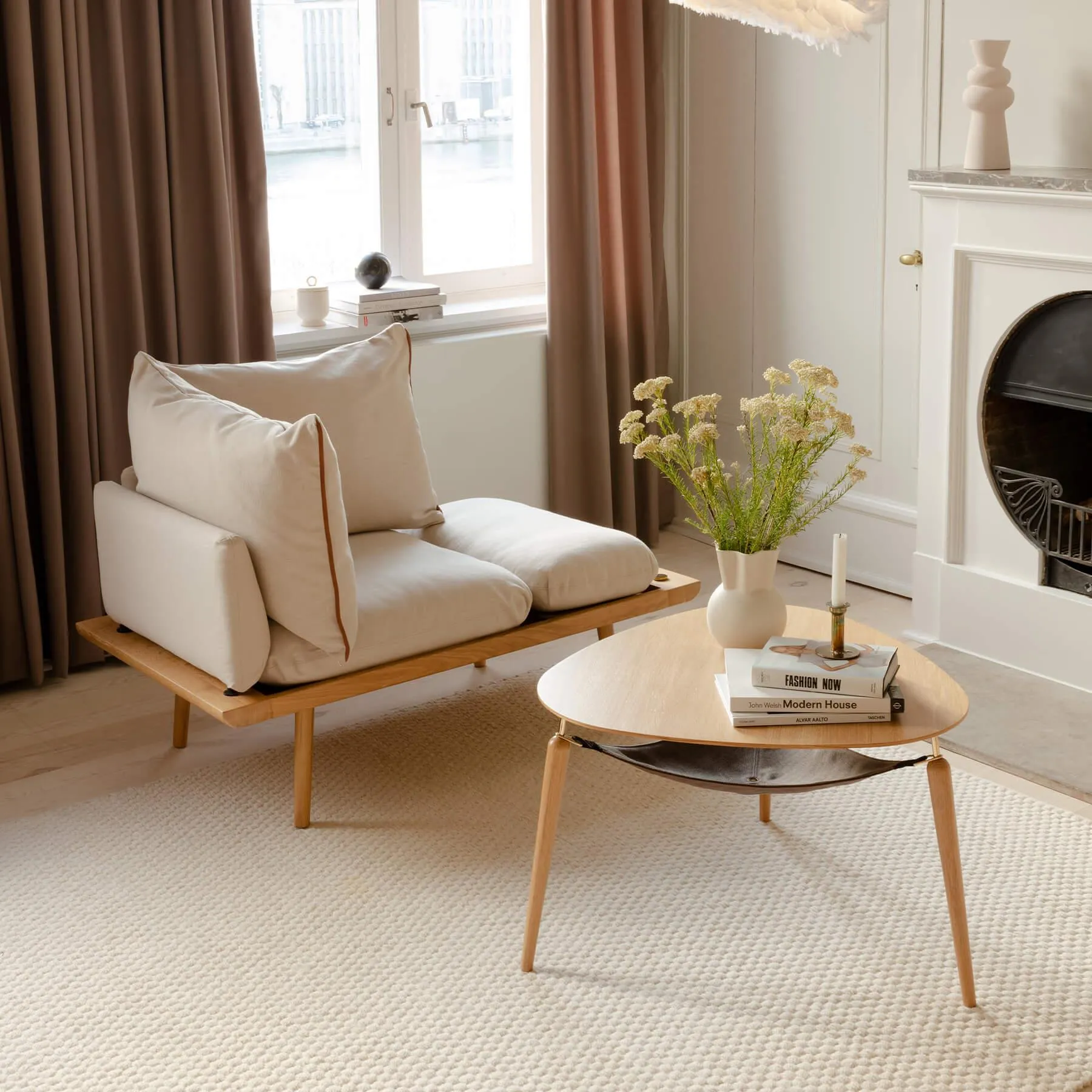 Round Coffee Table with Storage - Oak, Wood