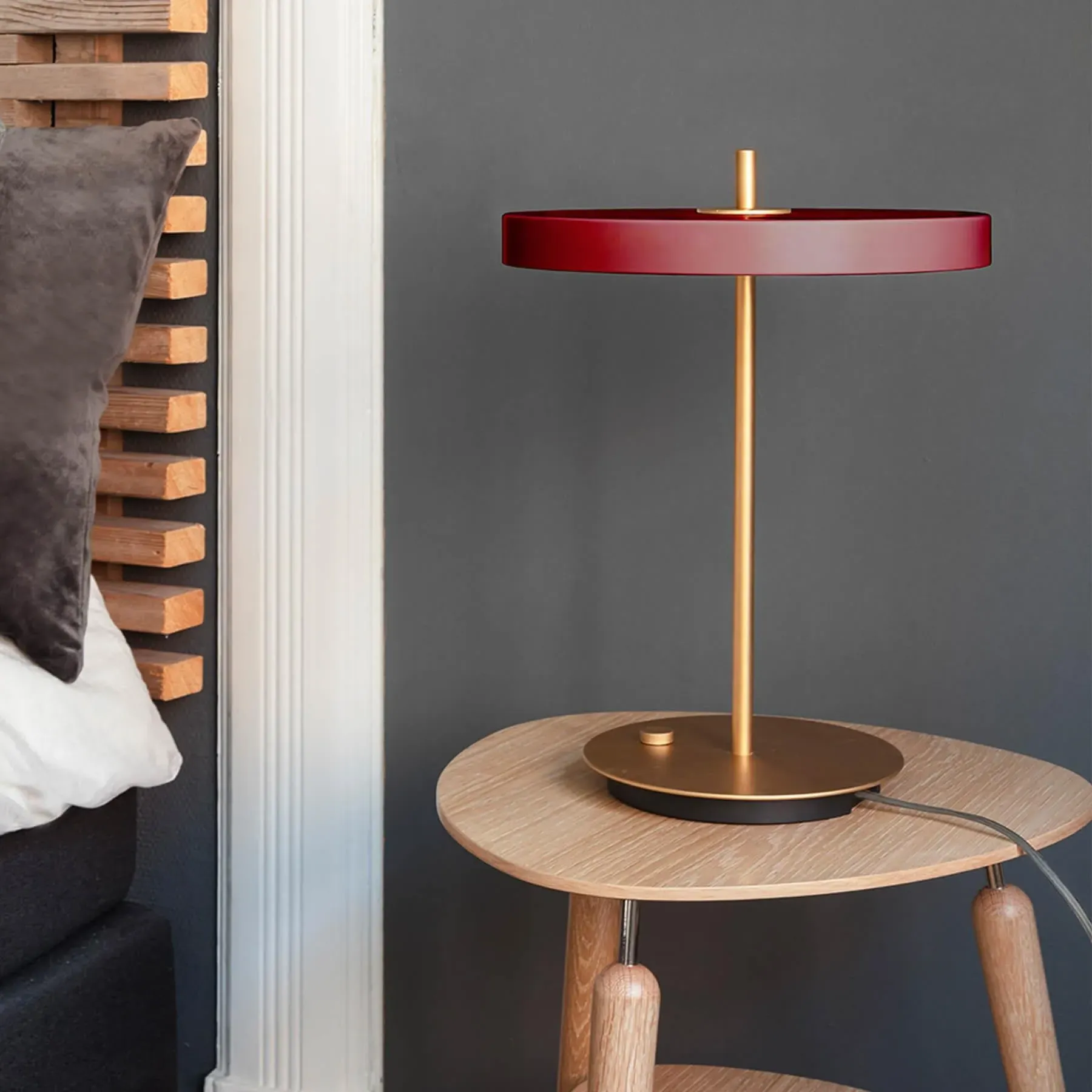 Side Table with USB Charging - Oak, Steel